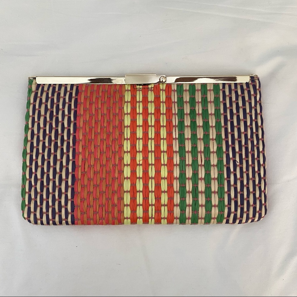 J. Crew woven straw clutch - multi color